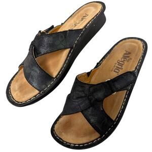 Alegria Black and Brown Slip-On Sandals
